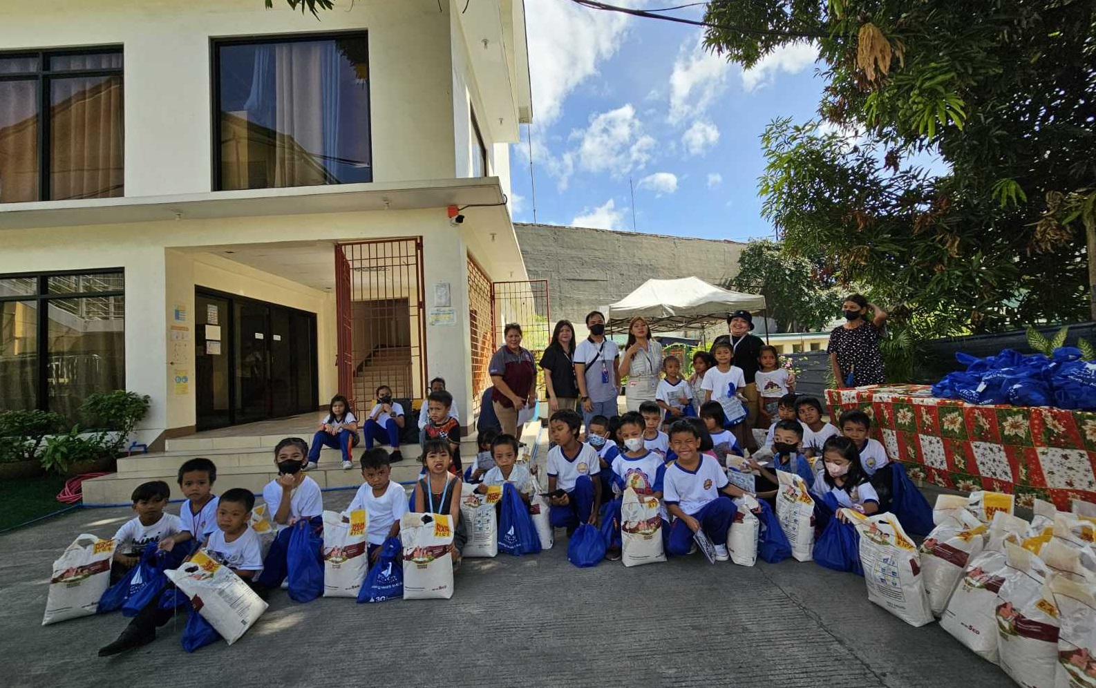 Students with their families