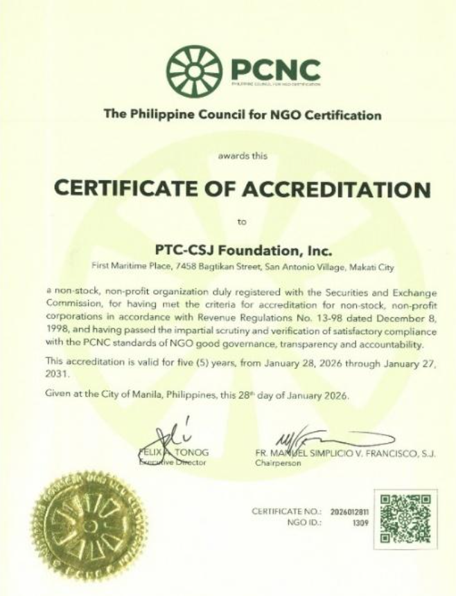 PCNC Certificate of Accreditation